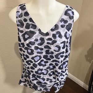CAbi Black and Gray Animal Print Tank Top size s